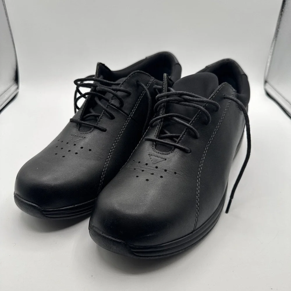Drew Tulip Black Leather Women Sneakers 10.5 M Orthopedic Cushioned Comfort Lace